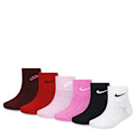 GIRLS EXTRA SMALL ROLLED WELT QUARTER SOCKS 6 PAIRS - ASSORTED