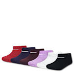 GIRLS EXTRA SMALL NO SHOW SOCKS 6 PAIRS - ASSORTED