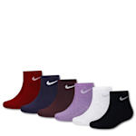 GIRLS EXTRA SMALL QUARTER SOCKS 6 PAIRS - ASSORTED