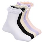 GIRLS MEDIUM RIBBON SCALLOP QUARTER SOCKS 5 PAIRS - ASSORTED