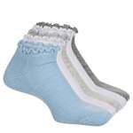 WOMENS RUFFLE LOW CUT SOCKS 5 PAIRS - ASSORTED