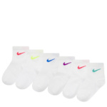 GIRLS EXTRA SMALL QUARTER SOCKS 6 PAIRS - WHITE