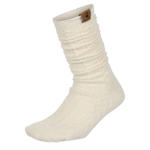 WOMENS CABLE KNEE HIGH SOCKS 1 PAIR - WHITE