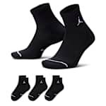 MENS LARGE QUARTER SOCKS 3 PAIRS - BLACK
