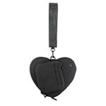 WOMENS HEART WRISTLET POUCH - BLACK
