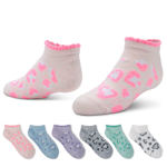 GIRLS SMALL NO SHOW SOCKS 6 PAIRS - ASSORTED