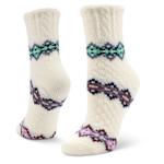 WOMENS TEXTURED PATTERN CREW SLIPPER SOCK 1 PAIR - ASSORTED