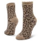 WOMENS CHEETAH MINK CREW SLIPPER SOCK 1 PAIR - ANIMAL