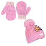 GIRLS GROUP PUPPIES BEANIE SET - PINK