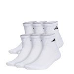 MENS LARGE ATHLETIC QUARTER SOCKS 6 PAIRS - WHITE