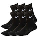 BOYS XS TODDLER CREW SOCKS 6 PAIRS - BLACK