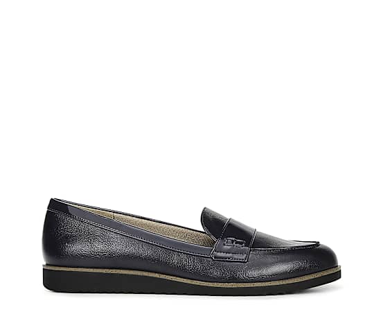 LifeStride Women's Zee Slip On Penny Loafers - Navy Faux Leather/Faux Patent