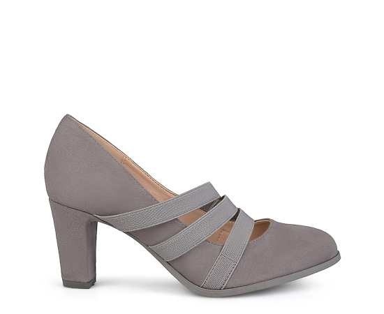 Journee Collection Loren Womens Round Closed Toe Stacked Heel Pumps, 9 Medium, Gray