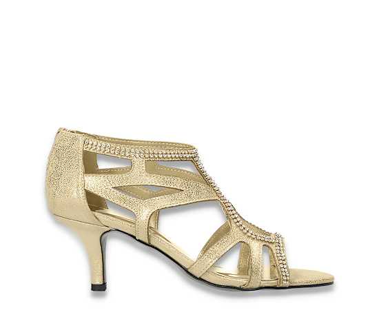 Easy Street Flattery Womens Round Open Toe Stiletto Heel Pumps, 10 Medium, Yellow