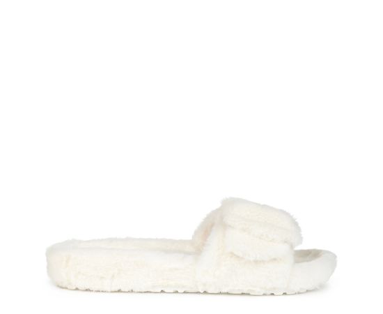 Journee Collection Women's Shadow Faux Fur Slide Slipper - Ivory