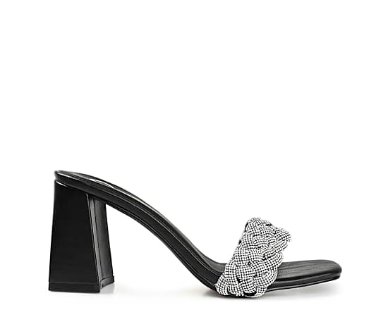 Journee Collection Sashaa Womens Round Open Toe Block Heel Pumps, 7 Medium, Black