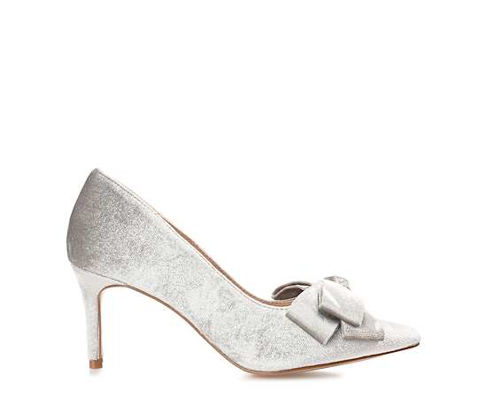 Journee Collection Crystol Womens Pointed Closed Toe Stiletto Heel Pumps, 9 1/2 Medium, Gray