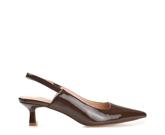 Journee Collection Paulina Womens Pointed Closed Toe Spool Heel Pumps, 7 1/2 Medium, Brown