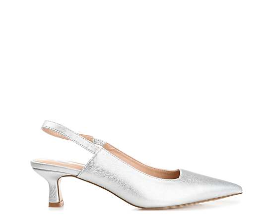 Journee Collection Paulina Womens Pointed Closed Toe Spool Heel Pumps, 10 Medium, Silver