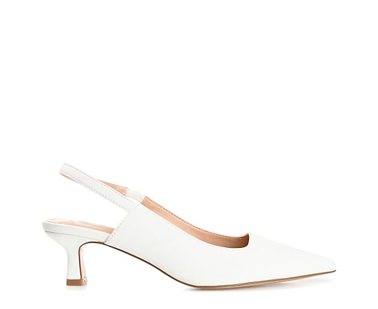 Journee Collection Paulina Womens Pointed Closed Toe Spool Heel Pumps, 7 Medium, White