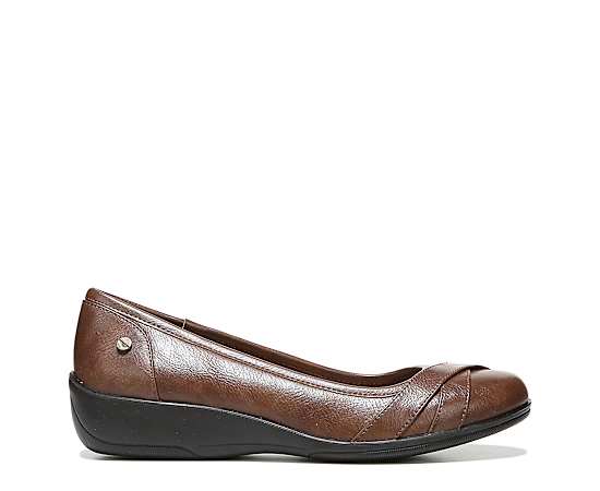 LifeStride I-Loyal Flat Shoes (Dark Tan) Leather 12.0 W