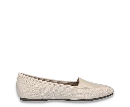 Easy Street Women's Thrill Square Toe Comfort Flats - Oatmeal Linen Print