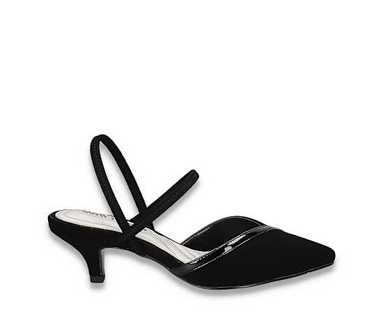 Easy Street Unna Womens Pointed Closed Toe Kitten Heel Pumps, 11 Medium, Black