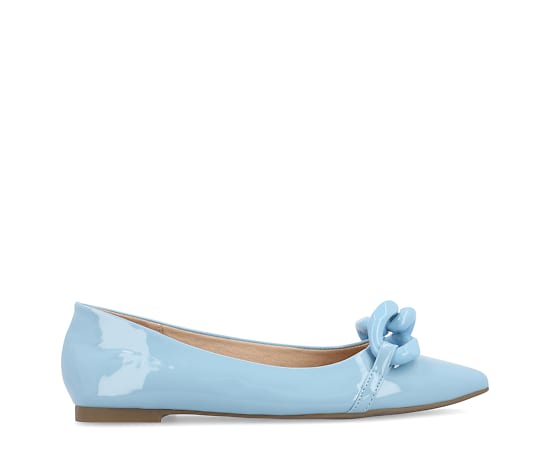 Journee Collection Women's Clareene Chain Pointed Toe Flats - Blue