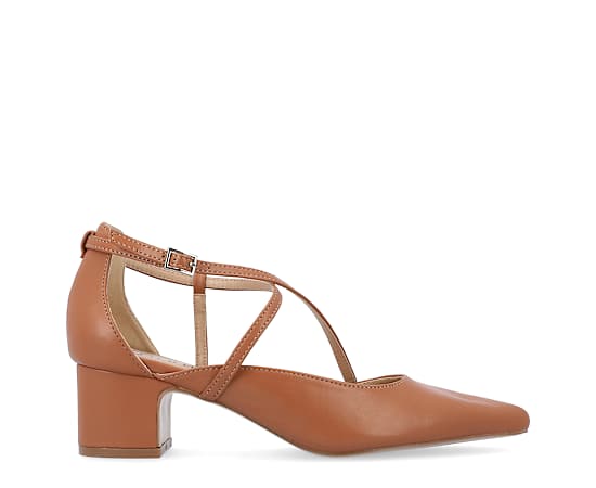Journee Collection Galvinn Womens Pointed Closed Toe Flat Heel Pumps, 8 Wide, Brown