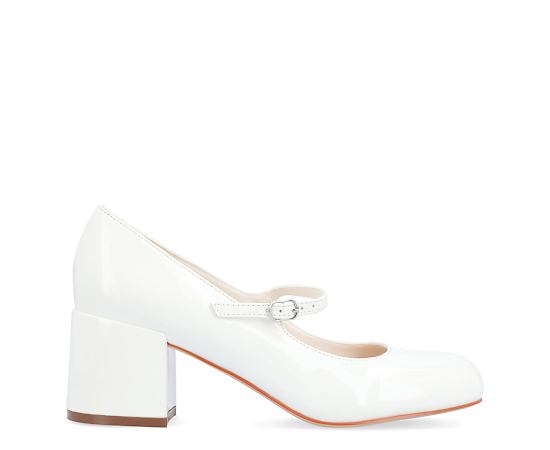 Journee Collection Okenna Womens Square Closed Toe Block Heel Pumps, 11 Medium, White