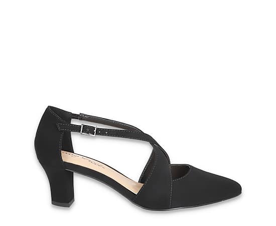Easy Street Elegance Womens Round Closed Toe Block Heel Pumps, 6 Narrow, Black