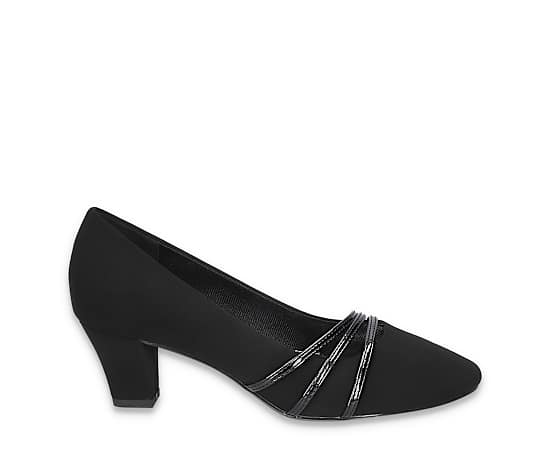 Easy Street Cristiny Womens Round Closed Toe Block Heel Pumps, 9 Medium, Black