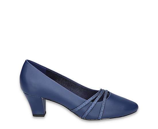 Easy Street Women's Cristiny Slip-On Pumps - Navy Satin