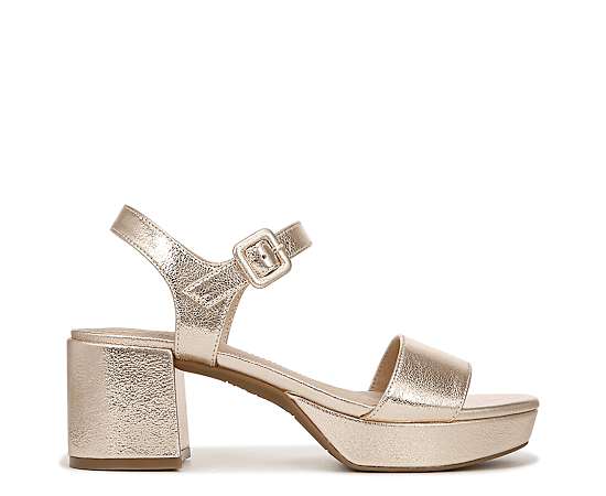 LifeStride Women's Rhythmn Platform Block Heel Sandals - Platino Gold Faux Leather