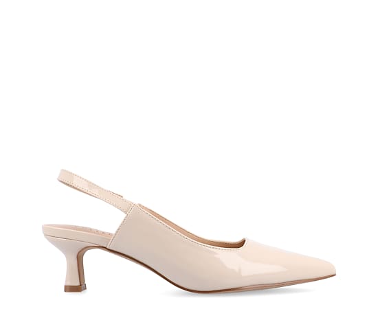 Journee Collection Women's Paulina Pointed Toe Slingback Pumps - Nude Patent