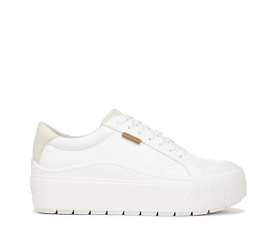Dr. Scholl's Women's Time Off Max Lace Up Sneaker Shoes White Faux Leather DRSCH 9.5 M