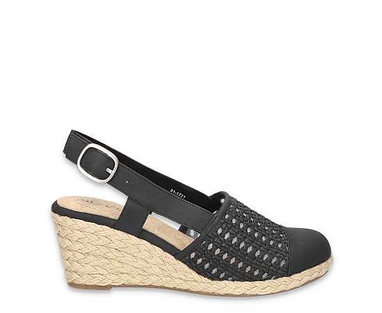Easy Street Women's Taffy Buckle Slingback Espadrille Wedges - Black