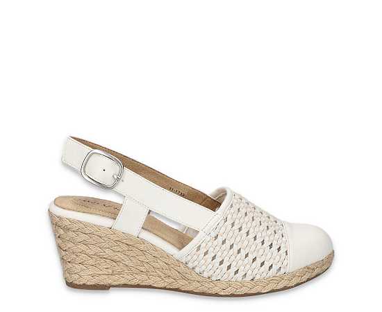 Easy Street Women's Taffy Buckle Slingback Espadrille Wedges - White