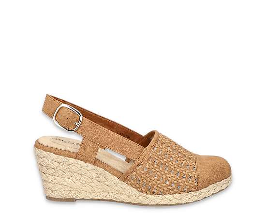 Easy Street Women's Taffy Buckle Slingback Espadrille Wedges - Tan