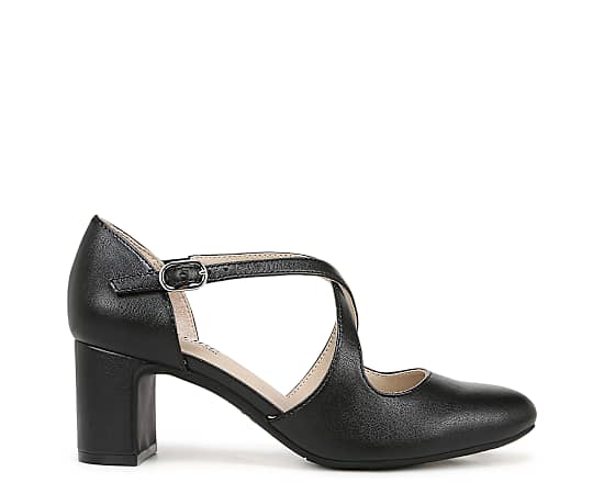 LifeStride Tracy Strappy Pump Shoes (Black Faux Leather) Fabric 10.0 M