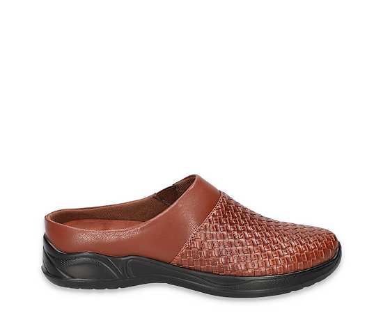 Easy Street Women's Janalee Comfort Mules Flats - Tan Woven Embossed