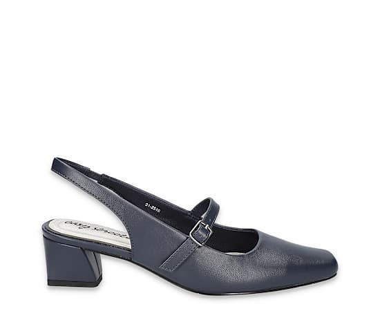 Easy Street Womens Cameo Block Heel Pumps, 7 1/2 Medium, Blue