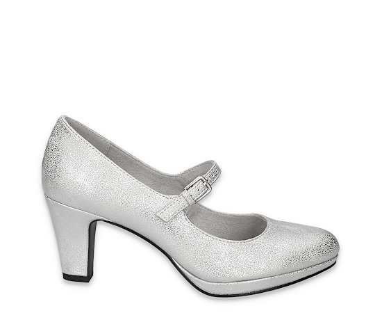 Easy Street Womens Zest Stiletto Heel Pumps, 5 Medium, Silver
