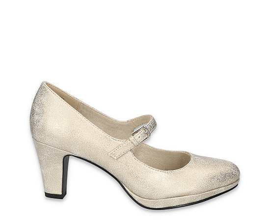 Easy Street Zest Metallic Mary Jane Round Toe Platform Pumps