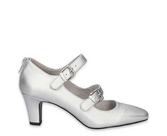 Easy Street Womens Willis Stiletto Heel Pumps, 9 Medium, Silver