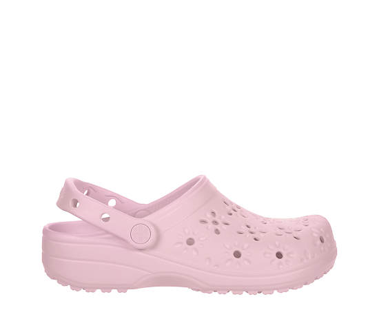 CROCS-WOMENS CLASSIC FLORAL CUT OUT CLOG
