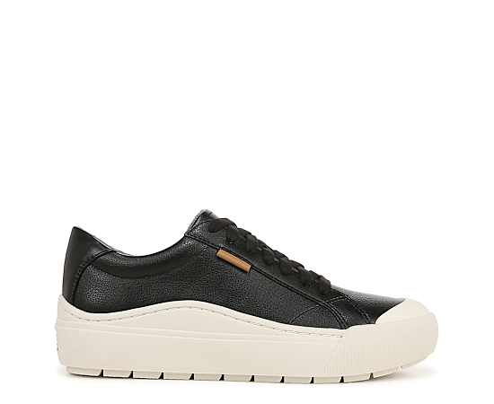 Dr. Scholl's Women's Time Off Lace Up Platform Sneakers - Black/Off White Faux Leather