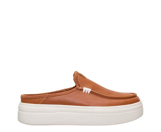 HEYDUDE | Women's Mules | Austin Lift Leather - Cognac | Size 6