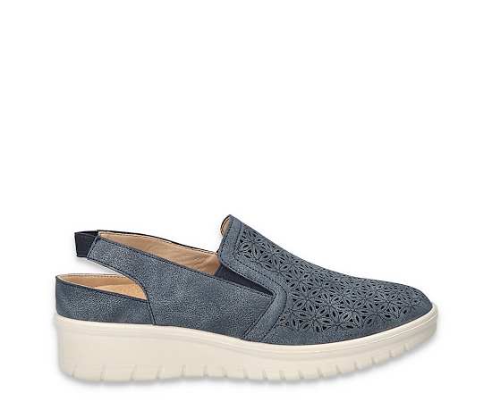 Easy Street Women's Petal Comfort Slip-On Flats - Navy