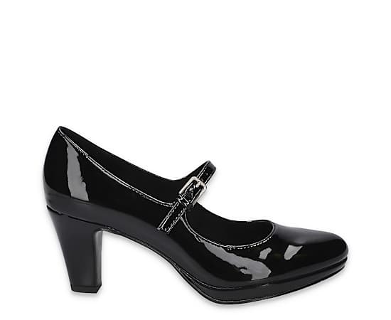 Easy Street Women's Zest Buckle Platform Pumps - Black Patent